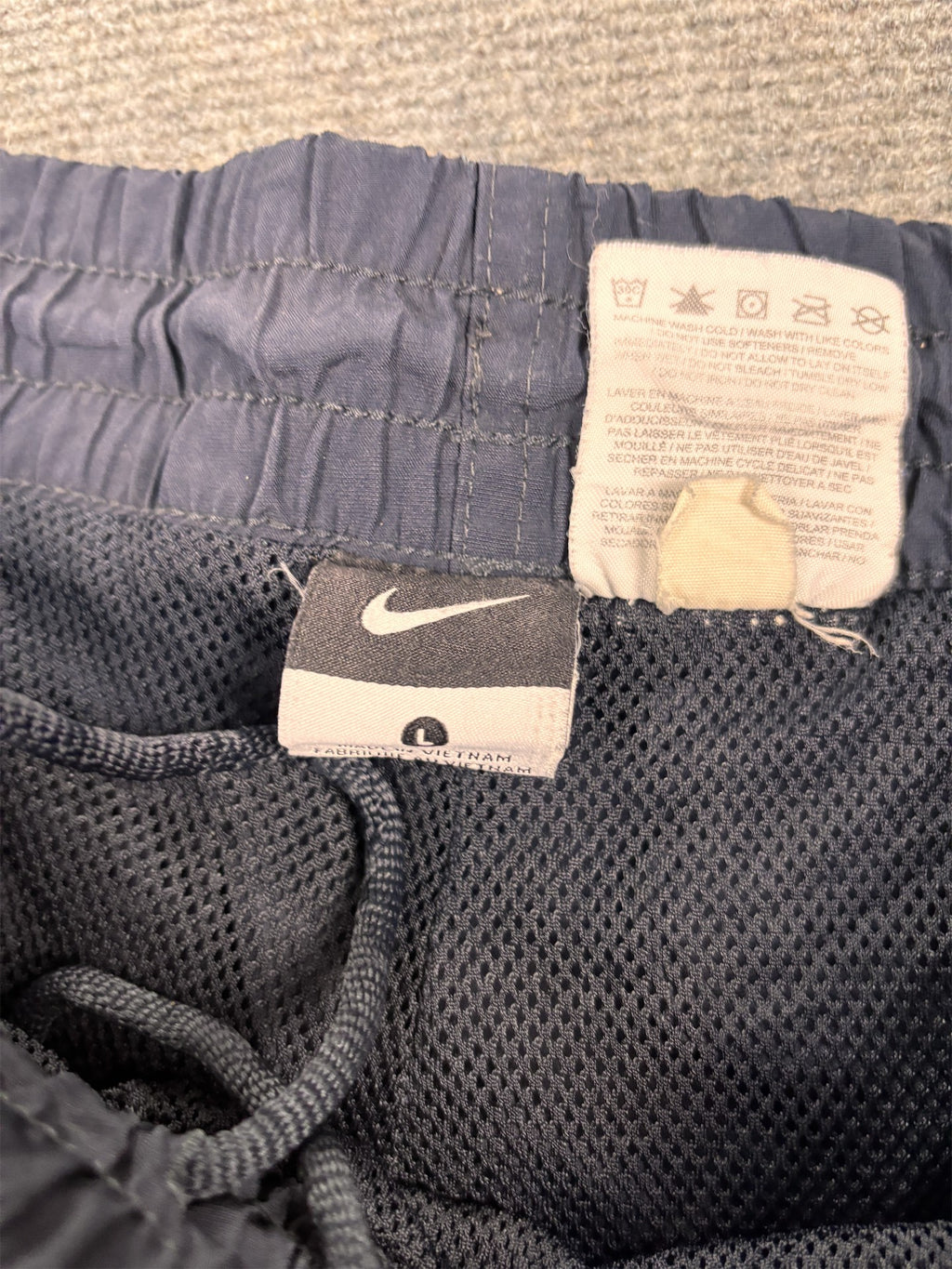Vintage Y2K Nike Track Pants Men's L Navy Blue Double Piping Swoosh Joggers