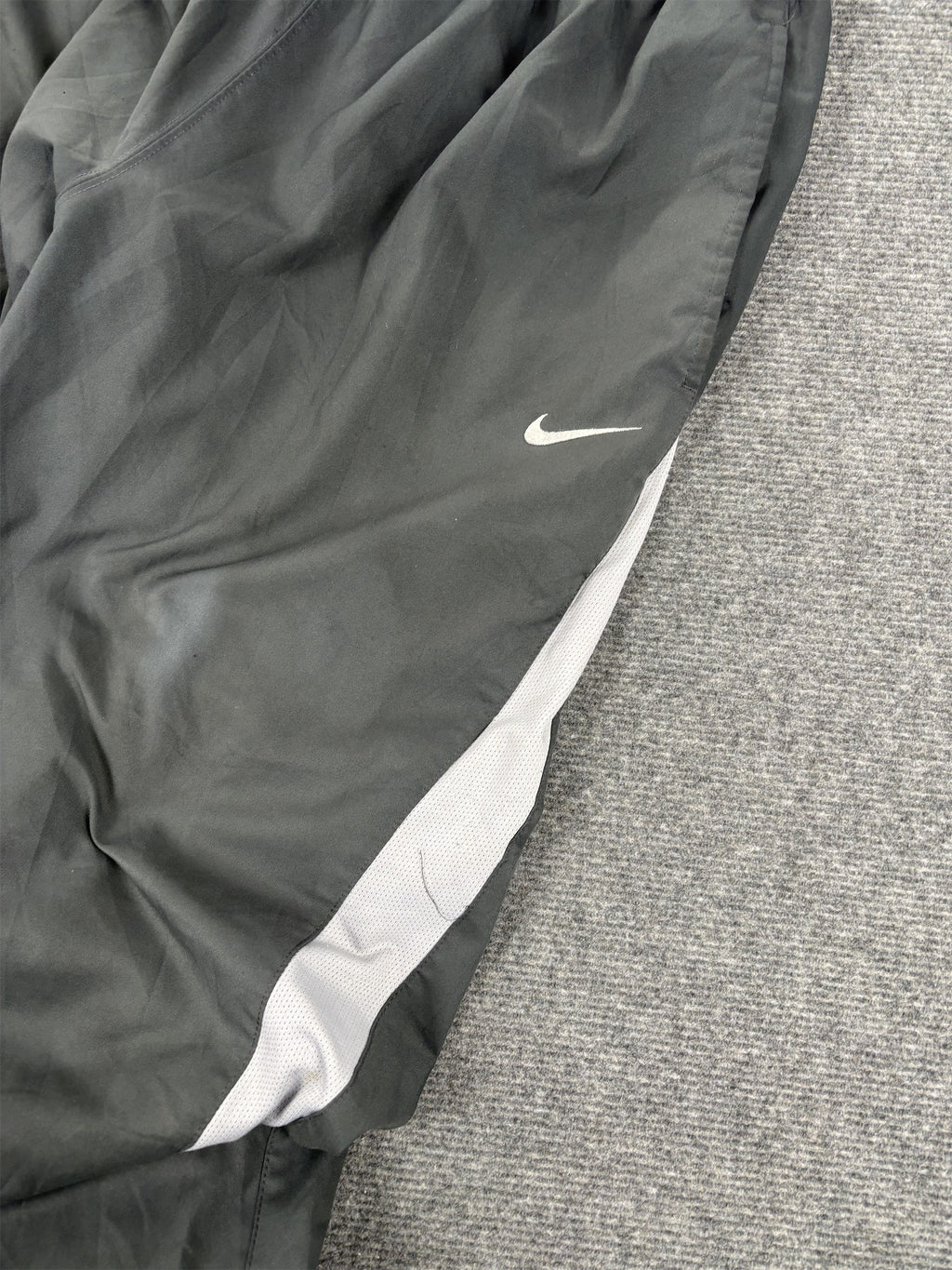 Nike Track Pants Men's L Grey White Panels Swoosh Baggy Joggers