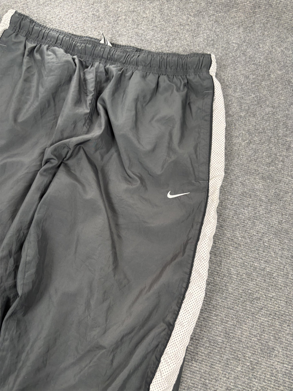 Nike Track Pants Men's L Grey White Panels Swoosh Baggy Joggers