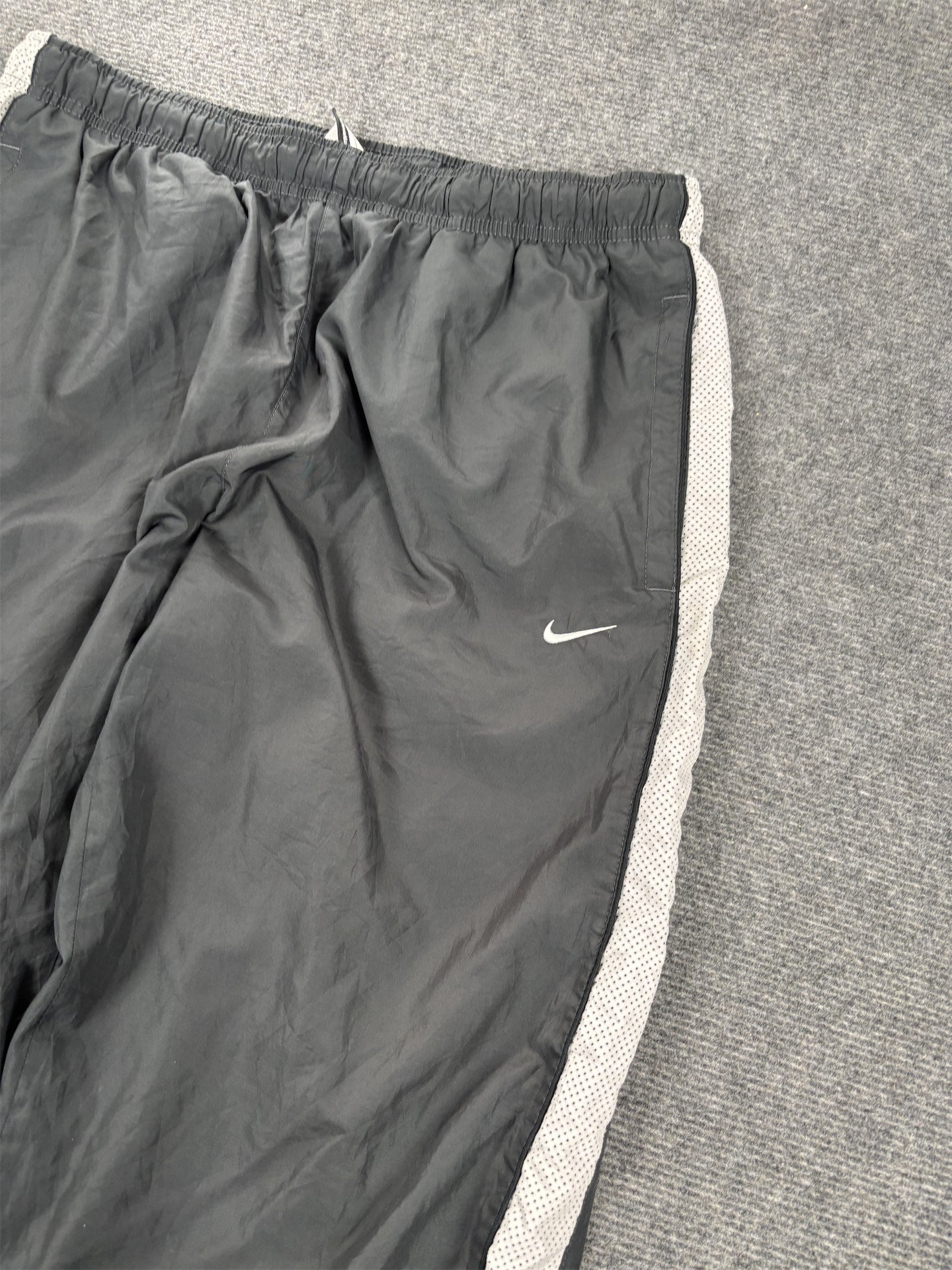 Nike Track Pants Men's L Grey White Panels Swoosh Baggy Joggers