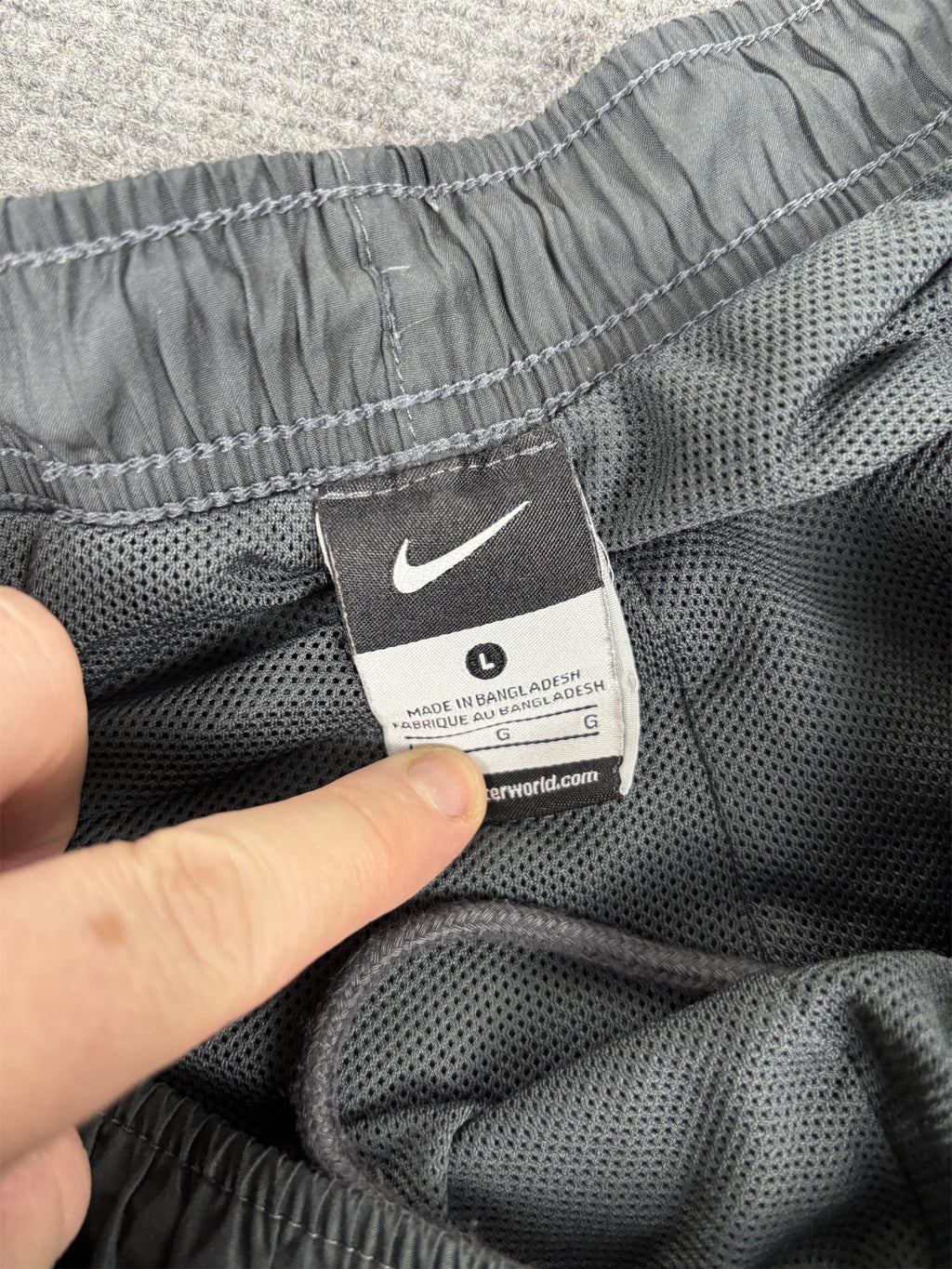 Nike Track Pants Men's L Grey White Panels Swoosh Baggy Joggers