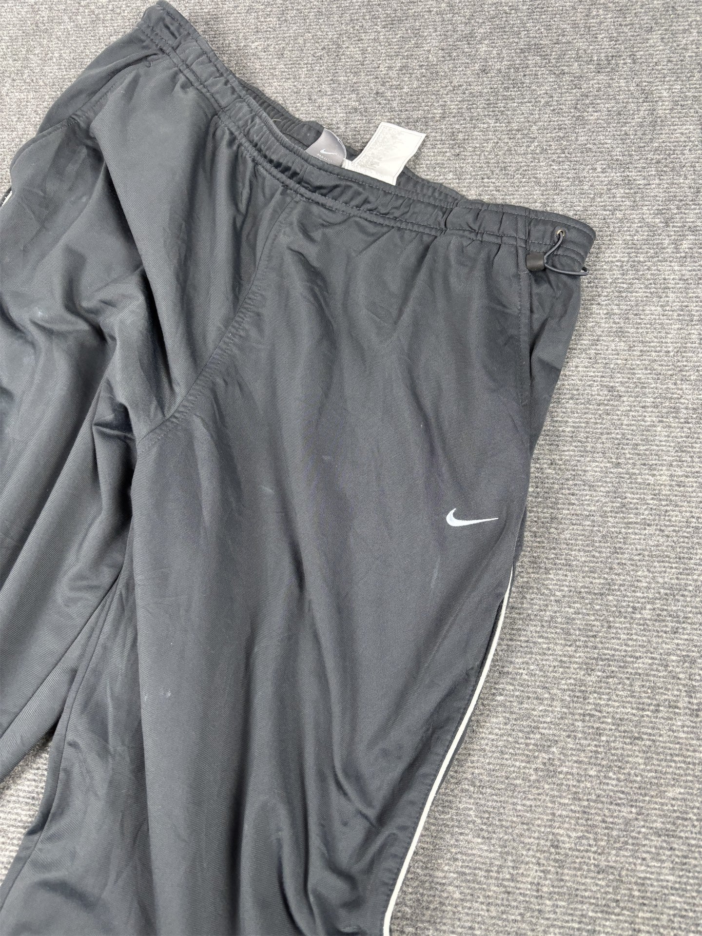 Vintage Y2K Nike Track Pants Men's XL Grey White Piping Swoosh Bungee Joggers
