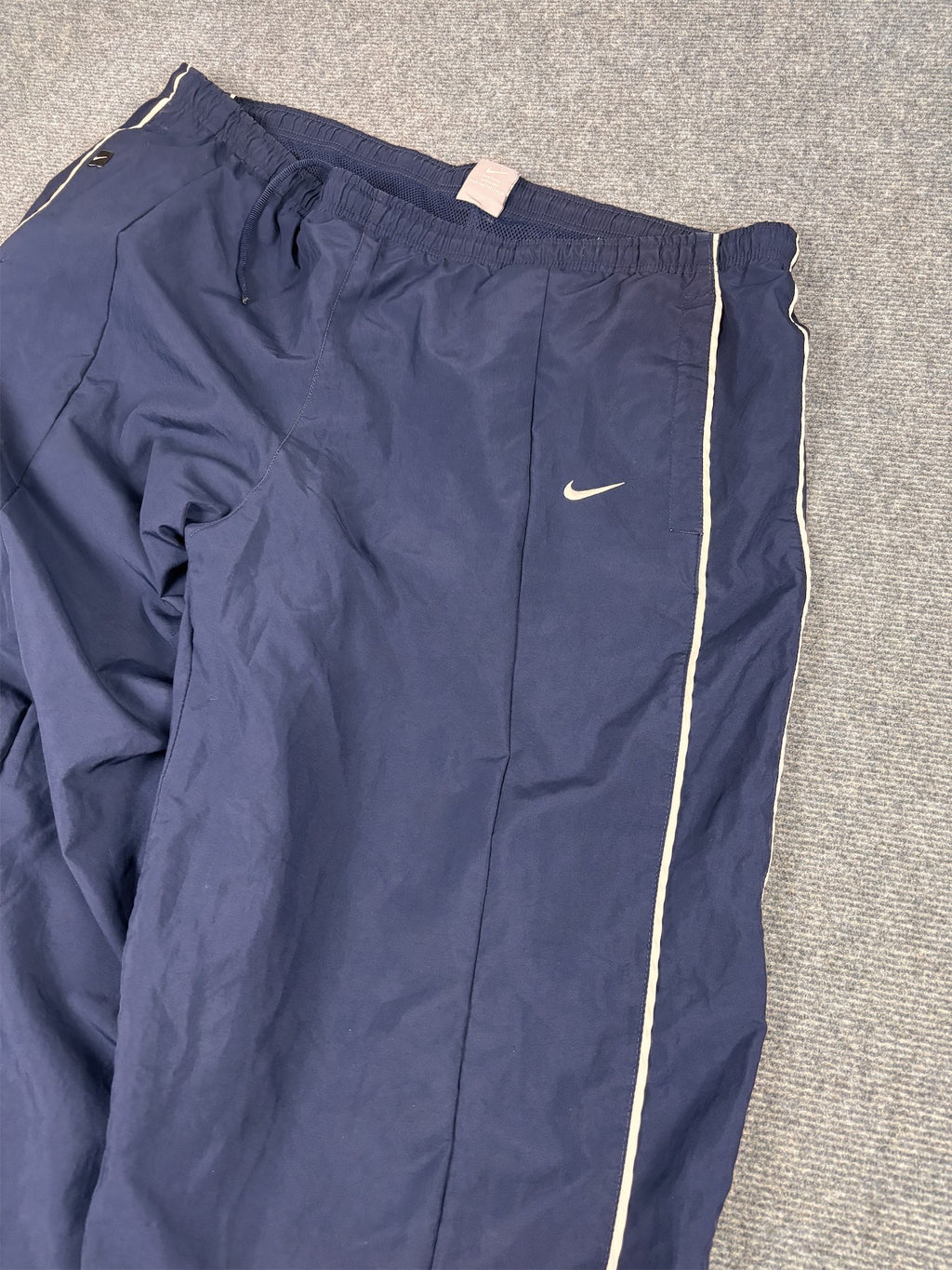 Vintage Y2K Nike Track Pants Men's XXL Navy Blue Double White Piping Swoosh Joggers