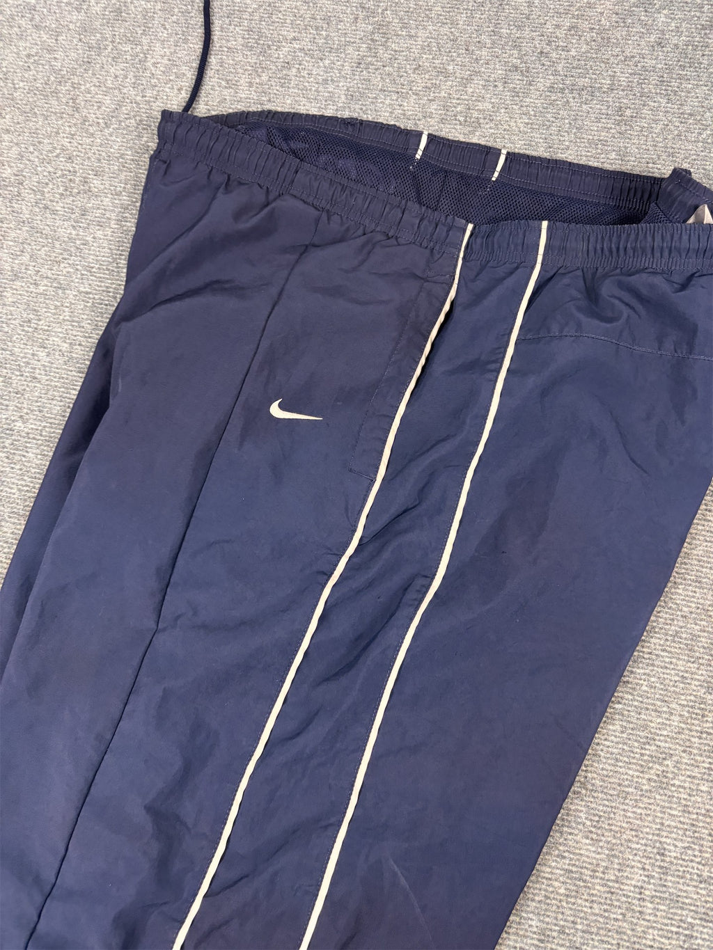 Vintage Y2K Nike Track Pants Men's XXL Navy Blue Double White Piping Swoosh Joggers