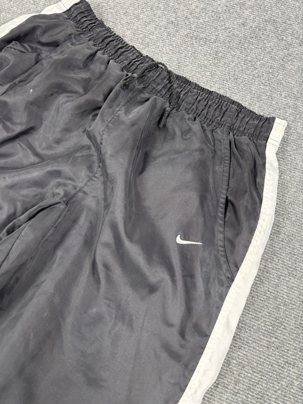 Vintage 90's Nike Track Pants Men's S Black White Mesh Panel Ankle Swoosh Joggers