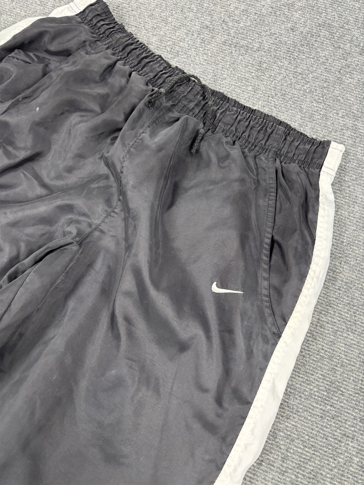 Vintage 90's Nike Track Pants Men's S Black White Mesh Panel Ankle Swoosh Joggers