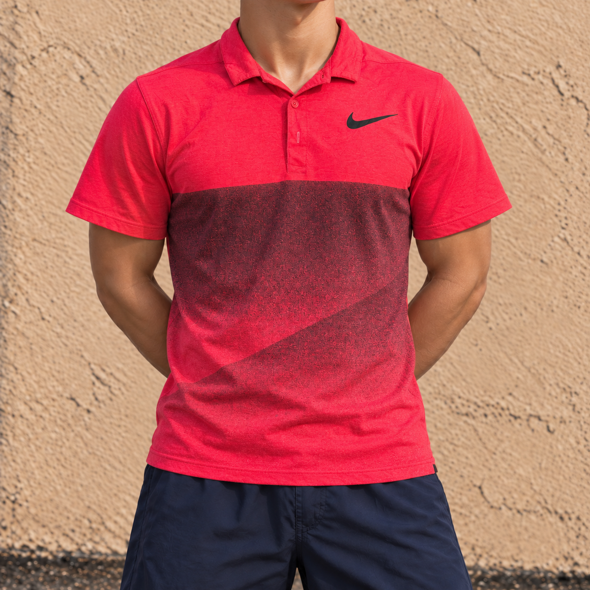 Nike Golf Polo Shirt Men's Small Red Gradient Preppy Golf Core