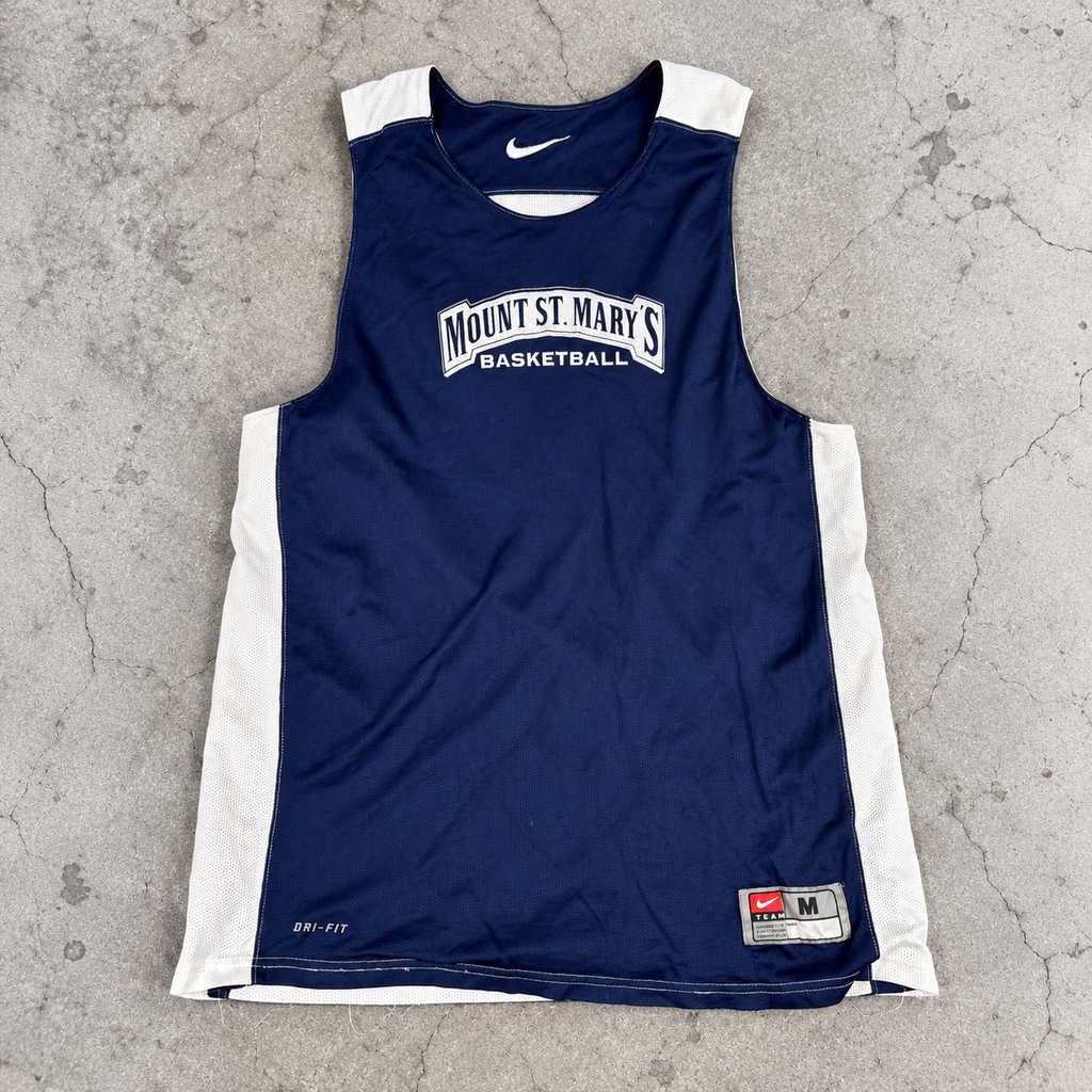 Vintage Nike Reversible Basketball Jersey Men's Medium Blue White Mount St. Mary's Sportswear