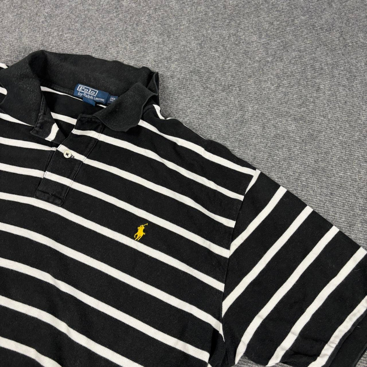 Vintage Y2K Polo Ralph Lauren Striped Polo Men's XXL Black White Shirt Golf Core