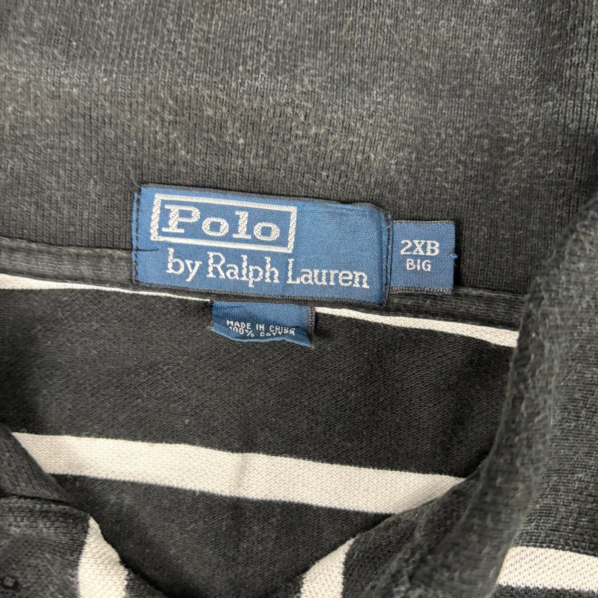 Vintage Y2K Polo Ralph Lauren Striped Polo Men's XXL Black White Shirt Golf Core