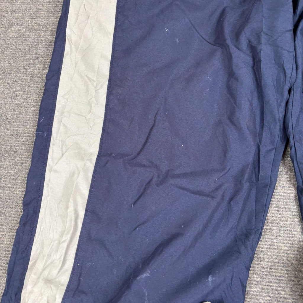 Vintage Nike Track Pants 00s Women's Large Navy Cream Stripe Ankle Swoosh