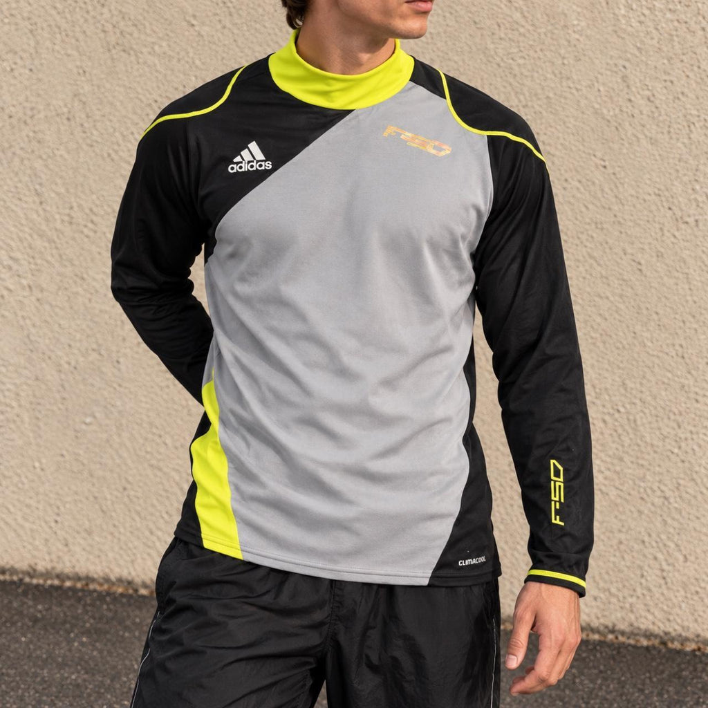 y2k Adidas Climacool F50 Compression Shirt Men's Small Grey Yellow Football Activewear