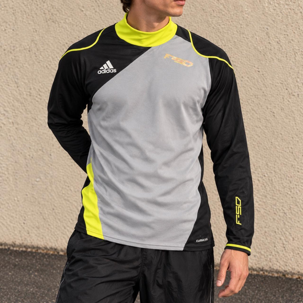 y2k Adidas Climacool F50 Compression Shirt Men's Small Grey Yellow Football Activewear