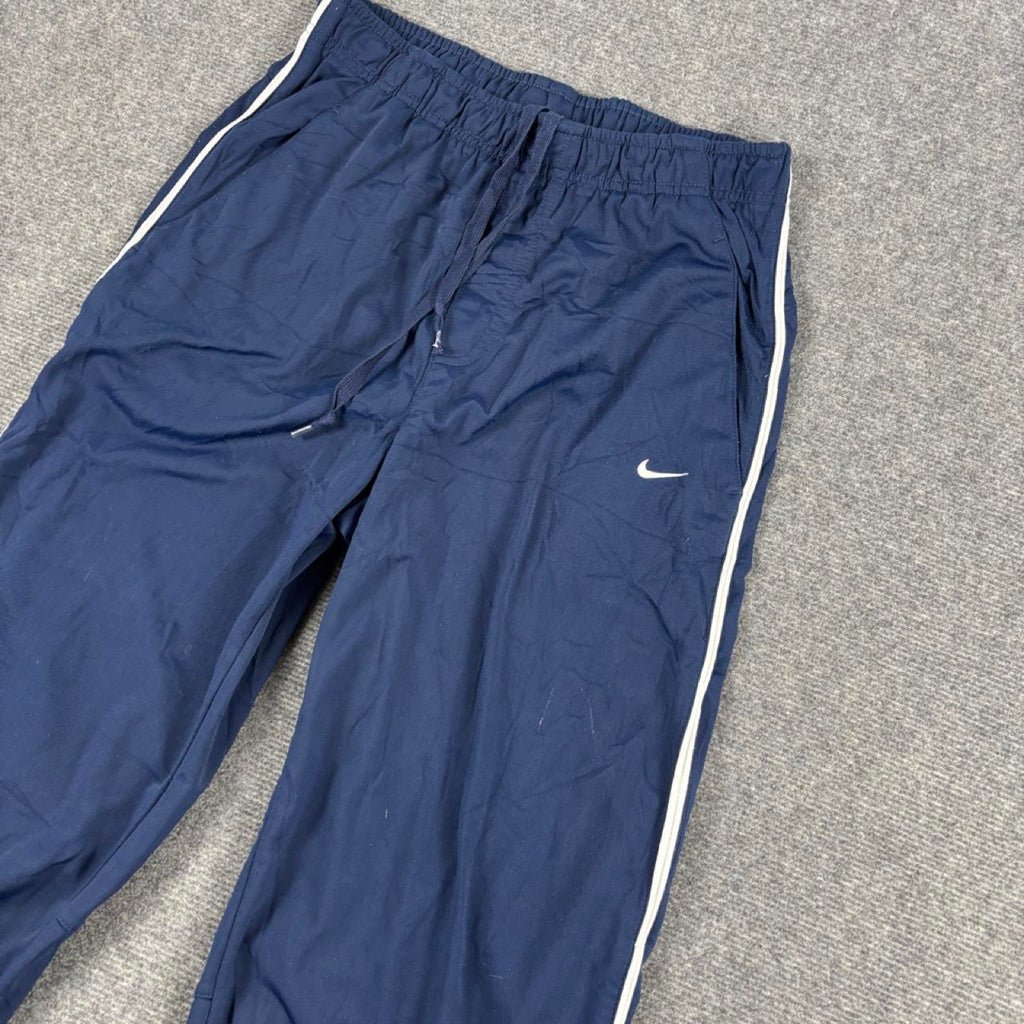 Vintage y2k Nike Track Pants Men's Large Navy White Stripe Ankle Mini Swoosh