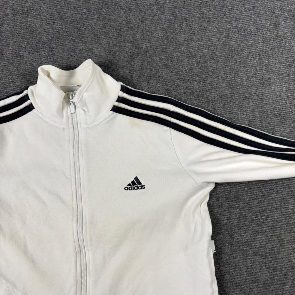 Vintage y2k Adidas Jacket Women's XS SMall White Black 3 Stripe Petite