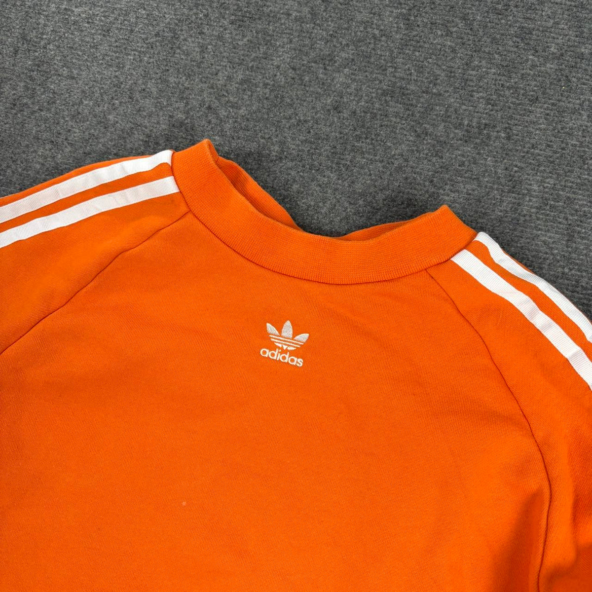 Adidas 3 Stripe Jumper Women's Small Orange White Centre Logo Sweatshirt