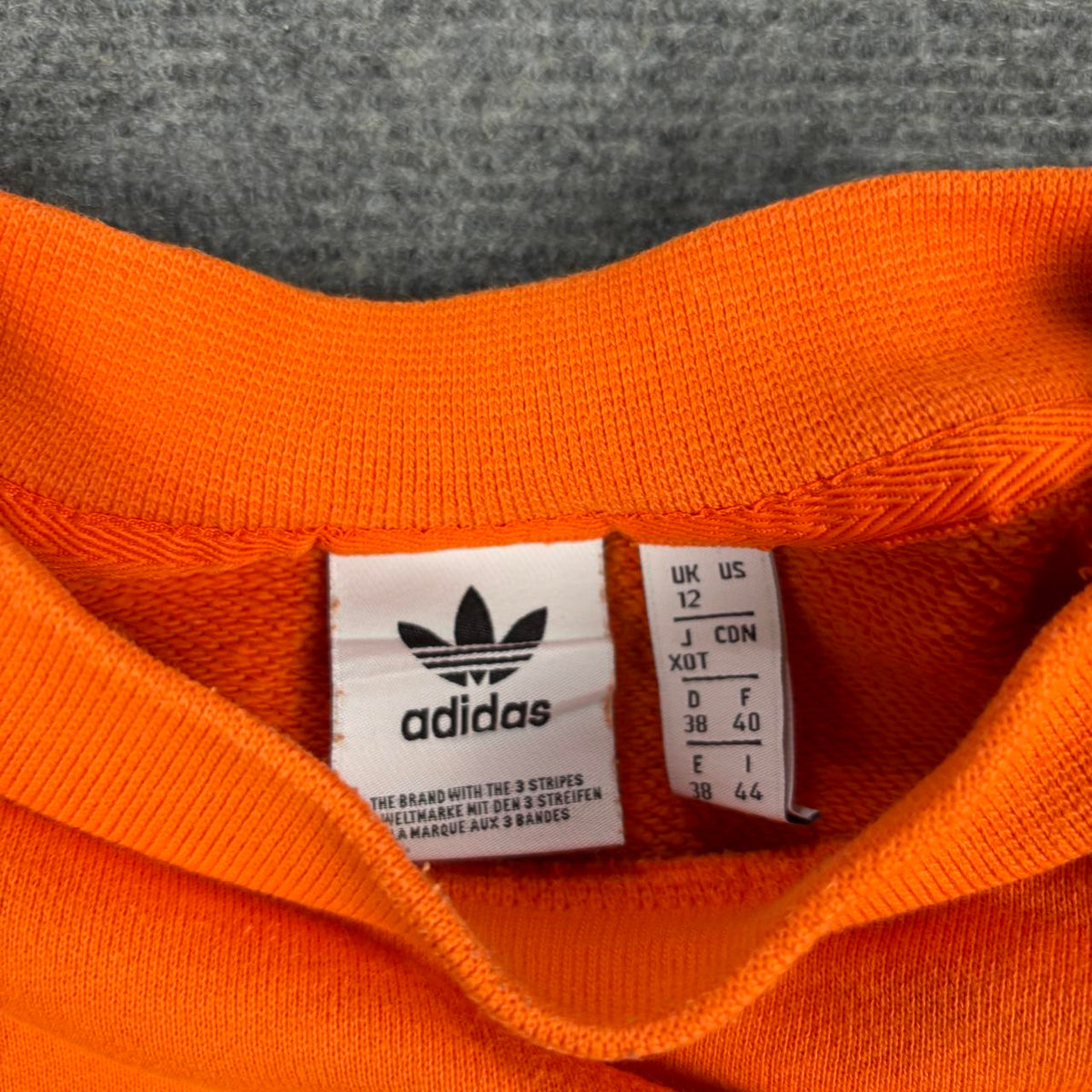 Adidas 3 Stripe Jumper Women's Small Orange White Centre Logo Sweatshirt