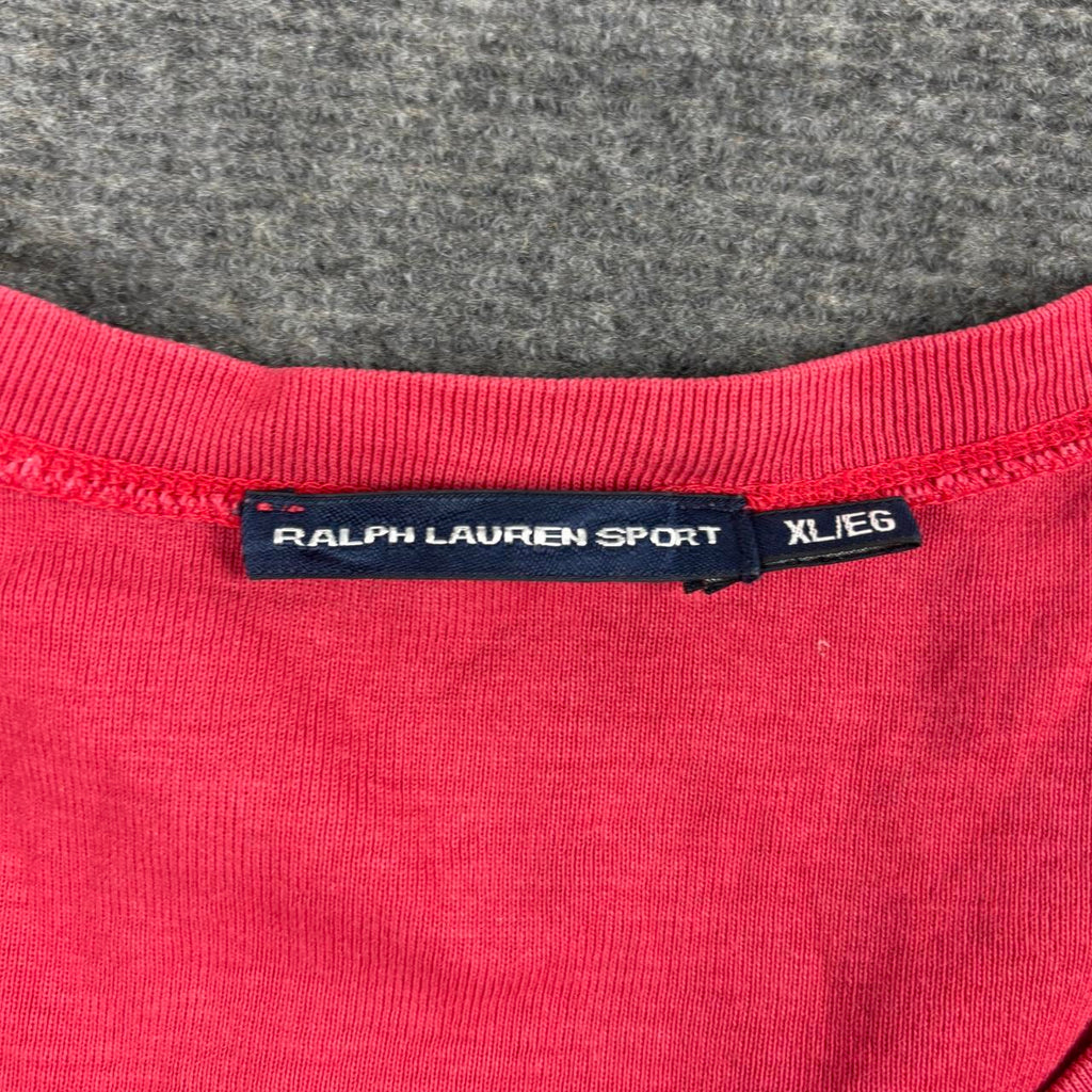 Ralph Lauren Sport V-neck Top Women's Small Red Green Small Pony Activewear T-shirt