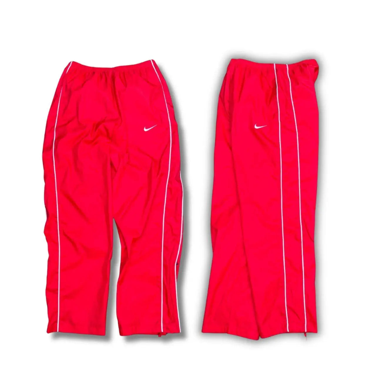 Vintage Y2K Nike Track Pants Size L Red White Piping Wide Leg Ankle Zip