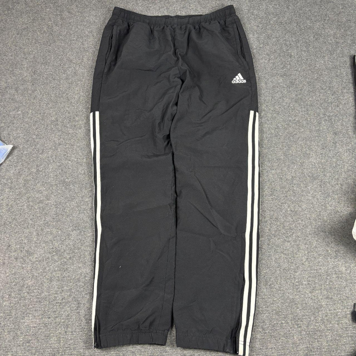 Adidas Track Pants Size M Black White 3 Stripe Classic Windbreakers