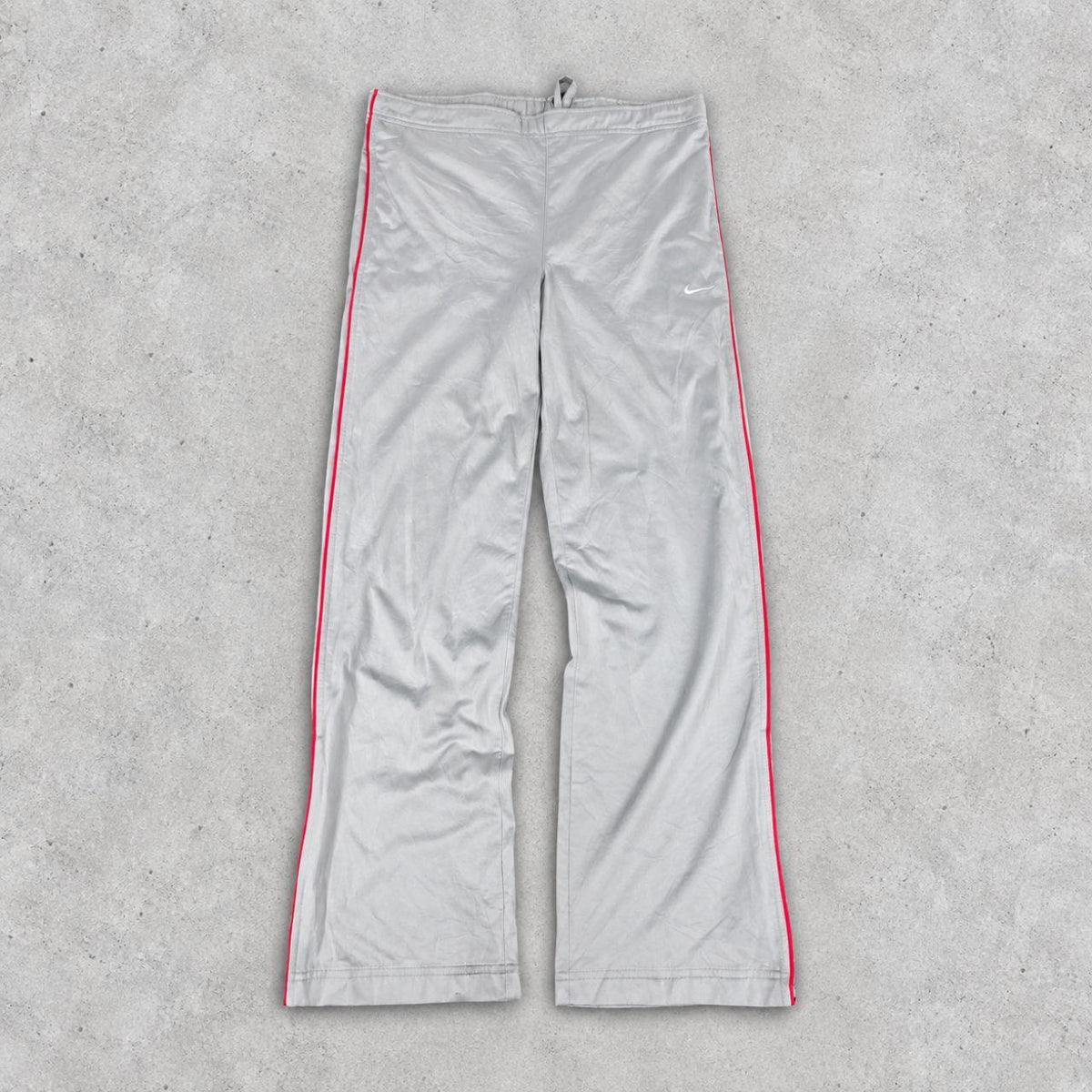 Vintage Y2K Nike Track Pants Women's S Grey Red Piping Swoosh Mini Swoosh