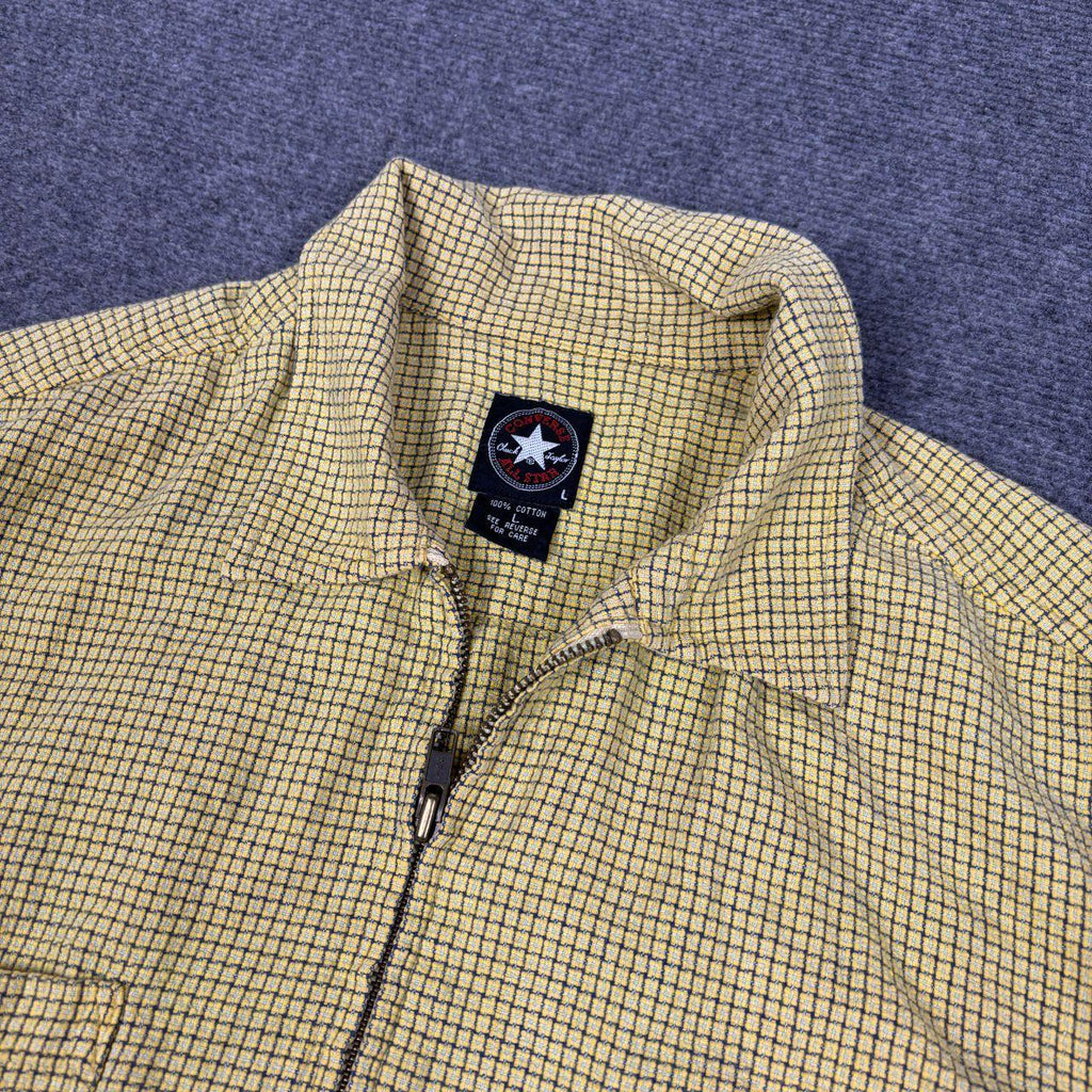 Vintage Y2K Converse All Star Shirt Men's Medium Yellow Seesucker Full Zip