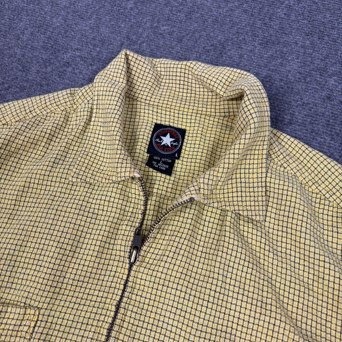 Vintage Y2K Converse All Star Shirt Men's Medium Yellow Seesucker Full Zip