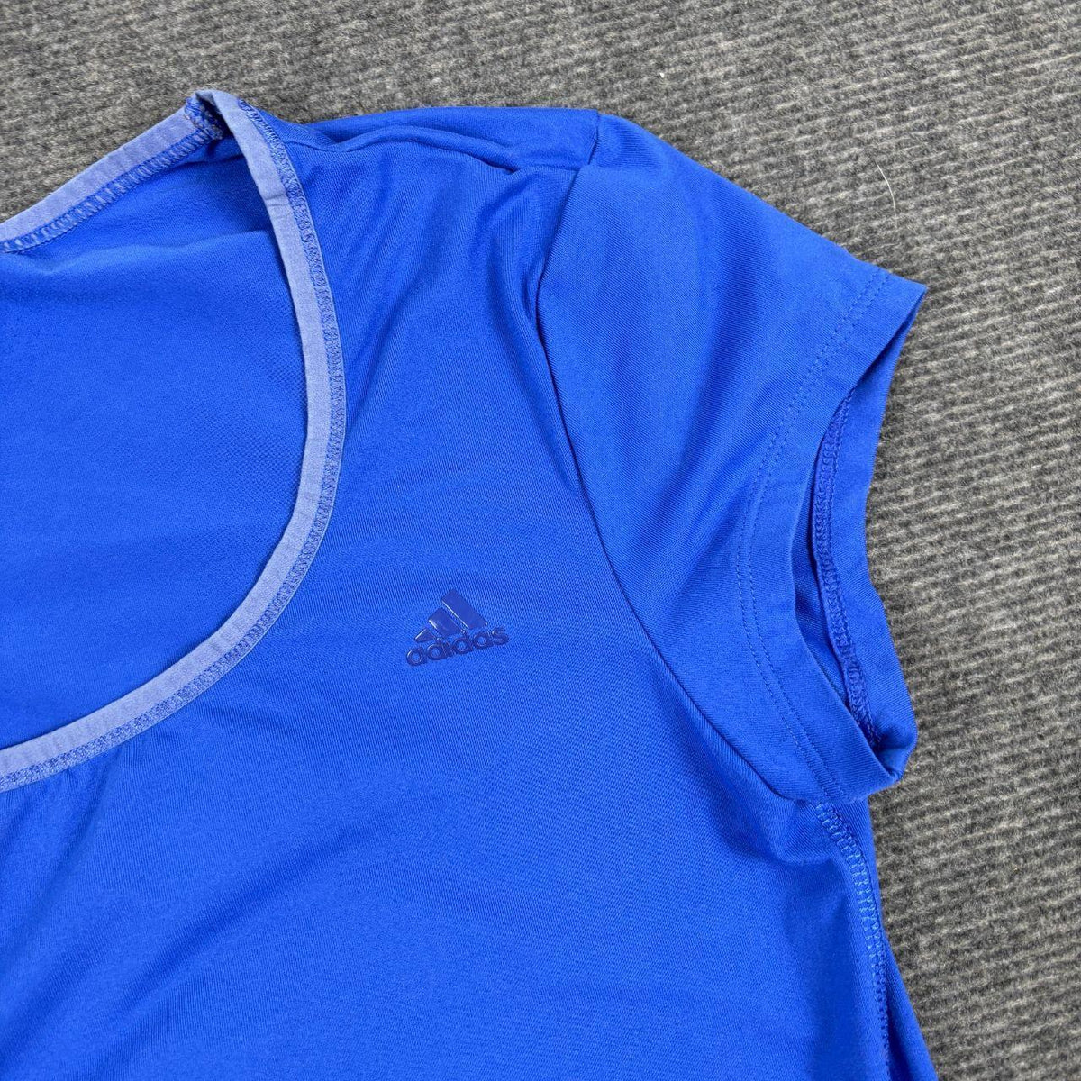 y2k Adidas Scoop Neck Top Women's XS Small Blue Petite Activewear