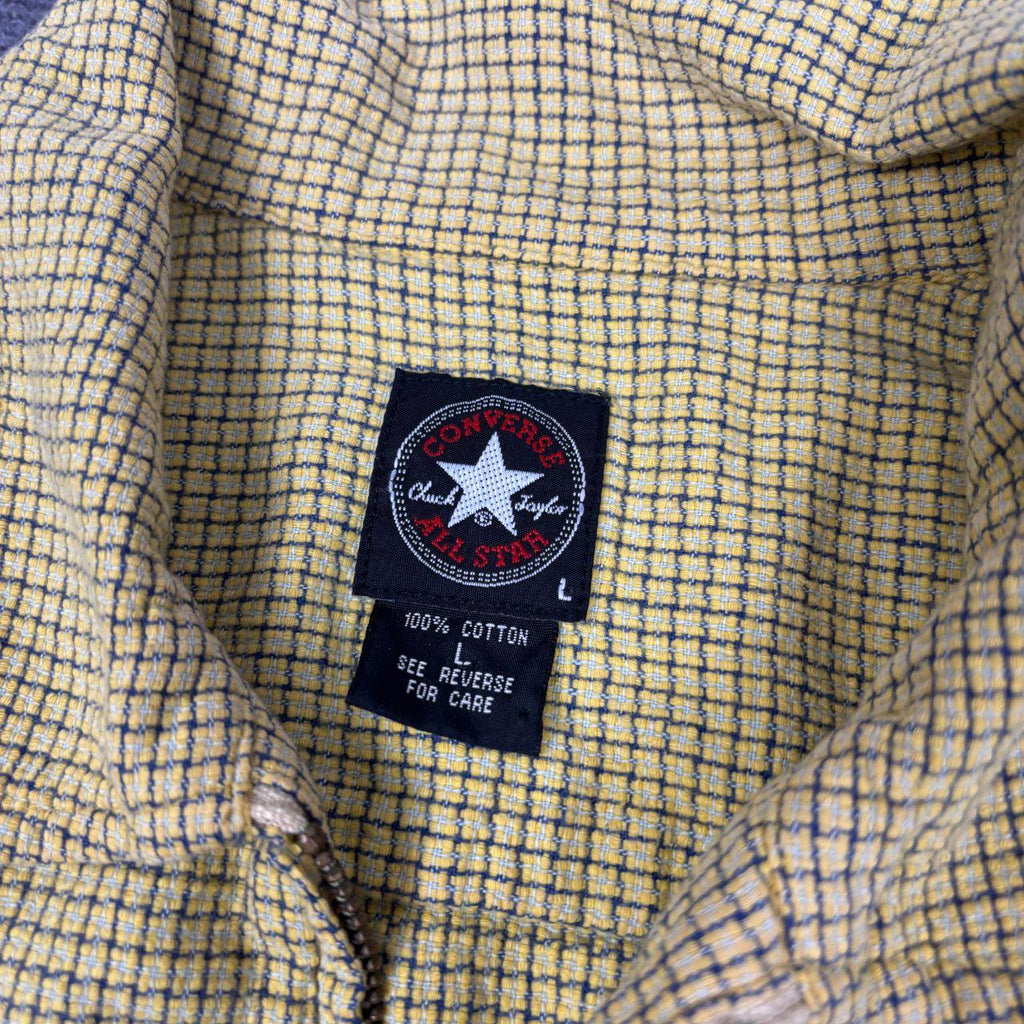 Vintage Y2K Converse All Star Shirt Men's Medium Yellow Seesucker Full Zip