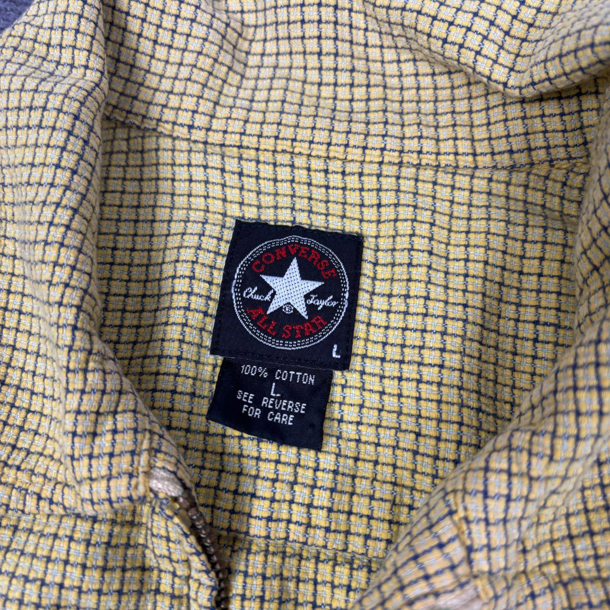 Vintage Y2K Converse All Star Shirt Men's Medium Yellow Seesucker Full Zip