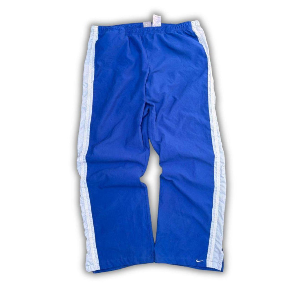 Vintage Y2K Nike Track Pants Women’s Size XL Blue White Detail Ankle Swoosh Wide Leg