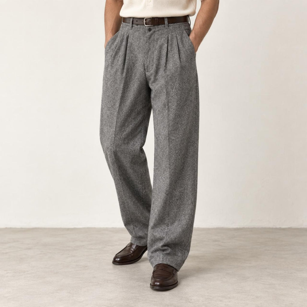 Vintage Japanese wool tweed trousers men's medium grey NWT dead stock