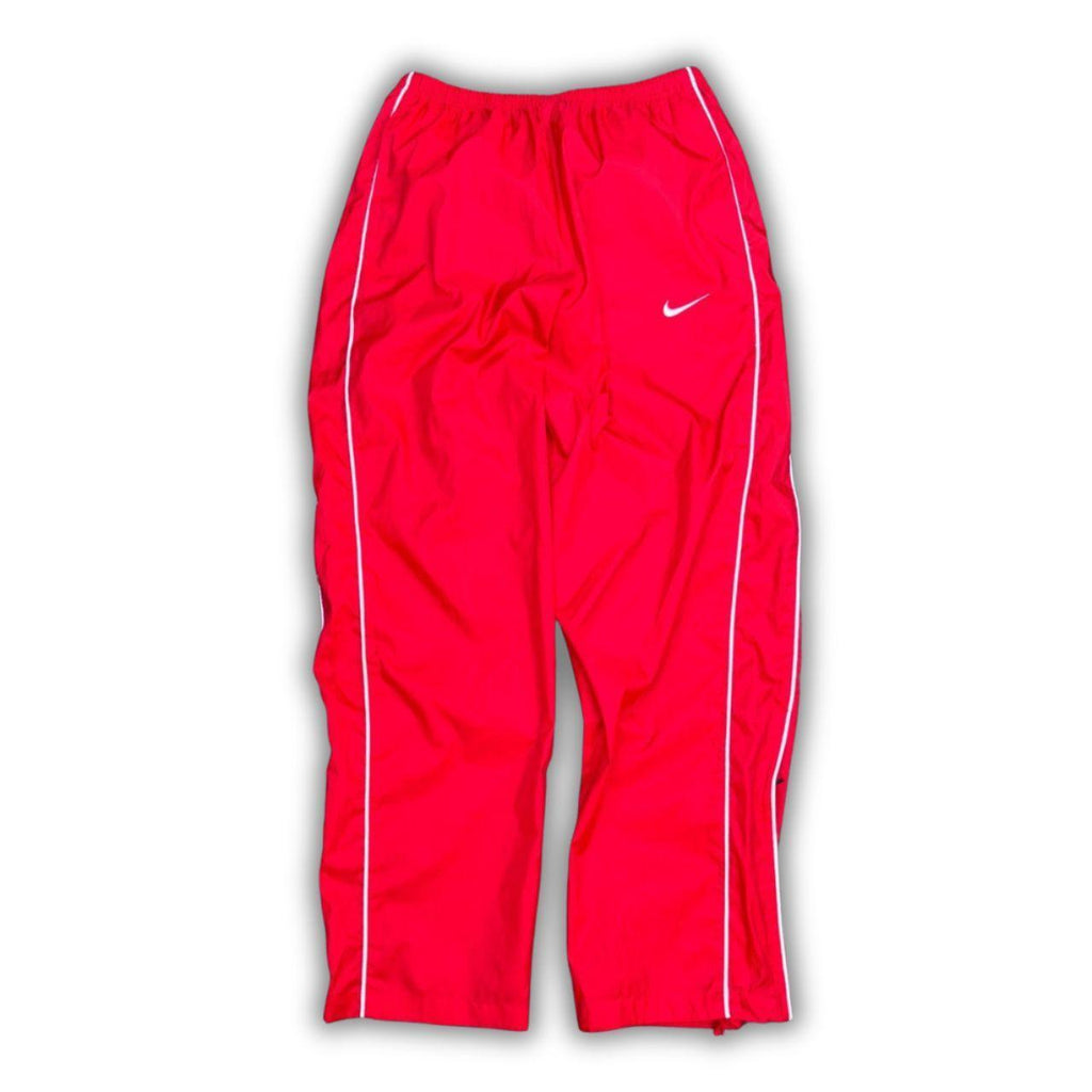 Vintage Y2K Nike Track Pants Size L Red White Piping Wide Leg Ankle Zip
