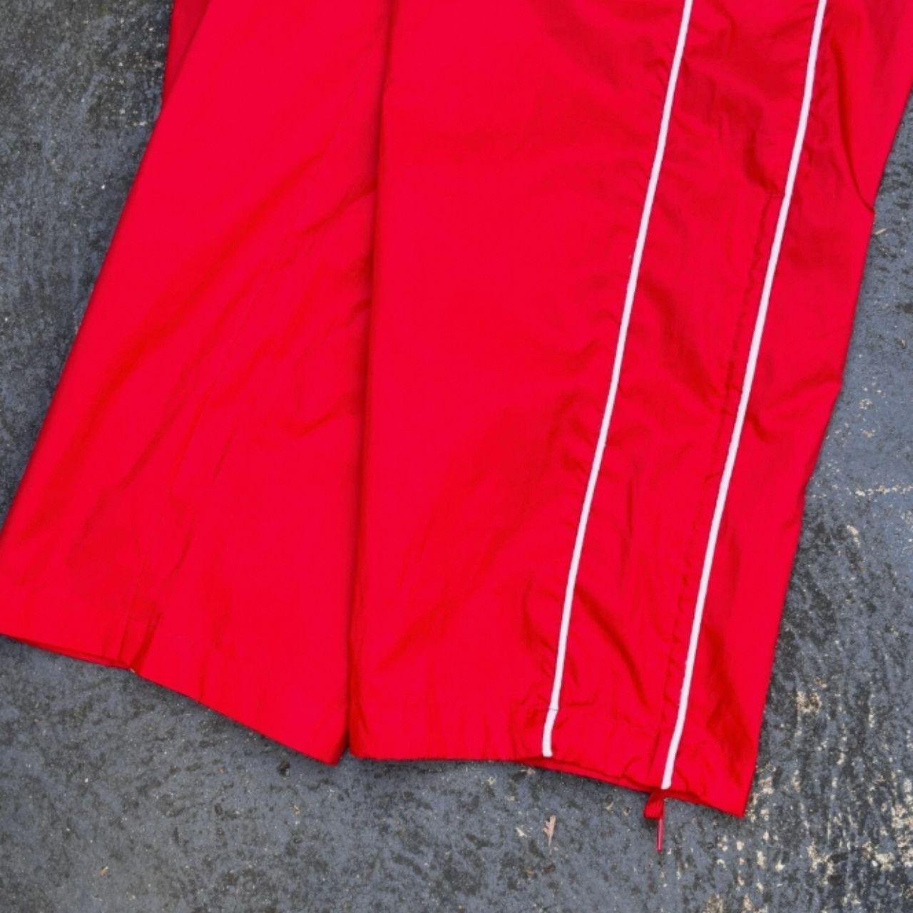 Vintage Y2K Nike Track Pants Size L Red White Piping Wide Leg Ankle Zip