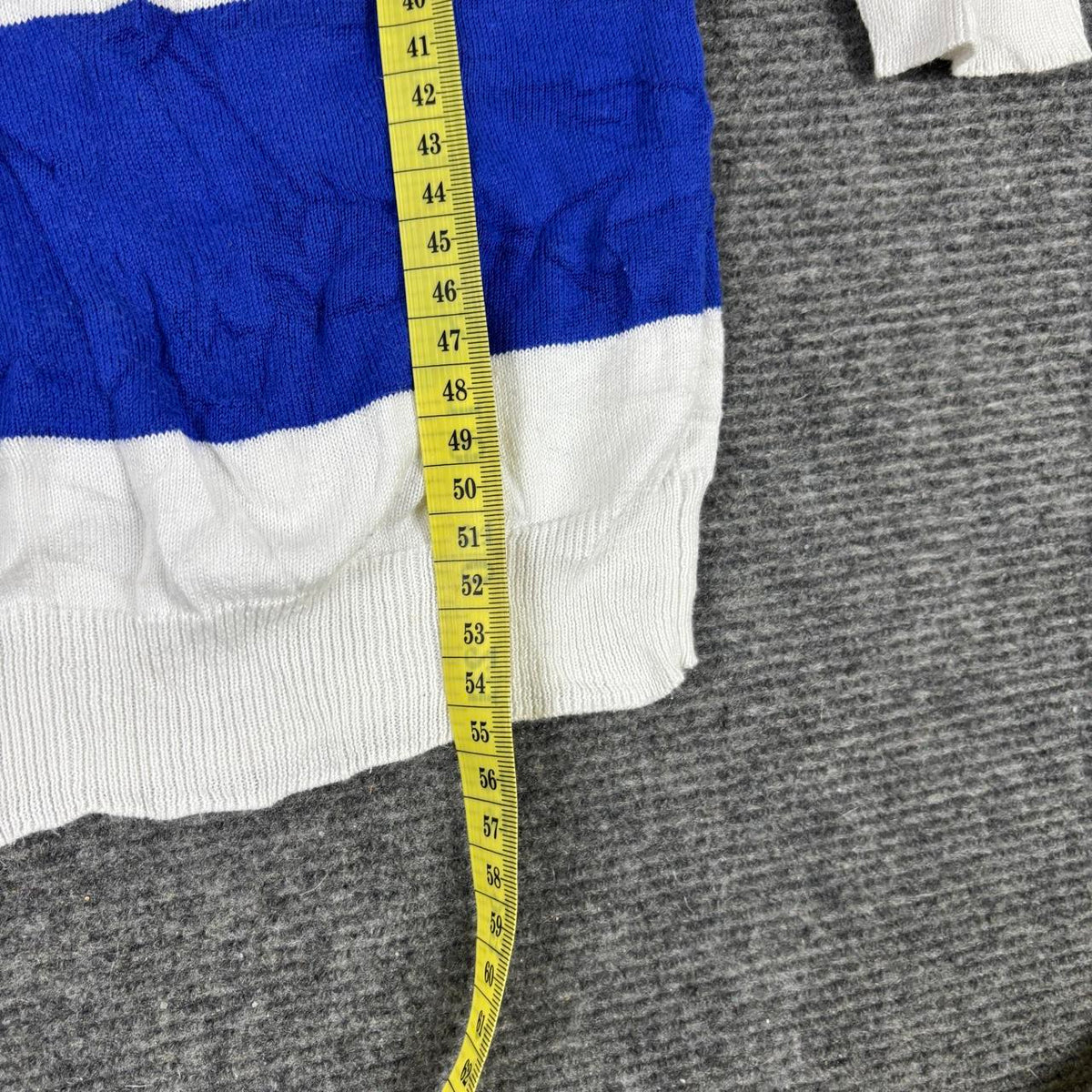 Ralph Lauren Sport Boat Neck Jumper Women's Small Blue White Striped Knit