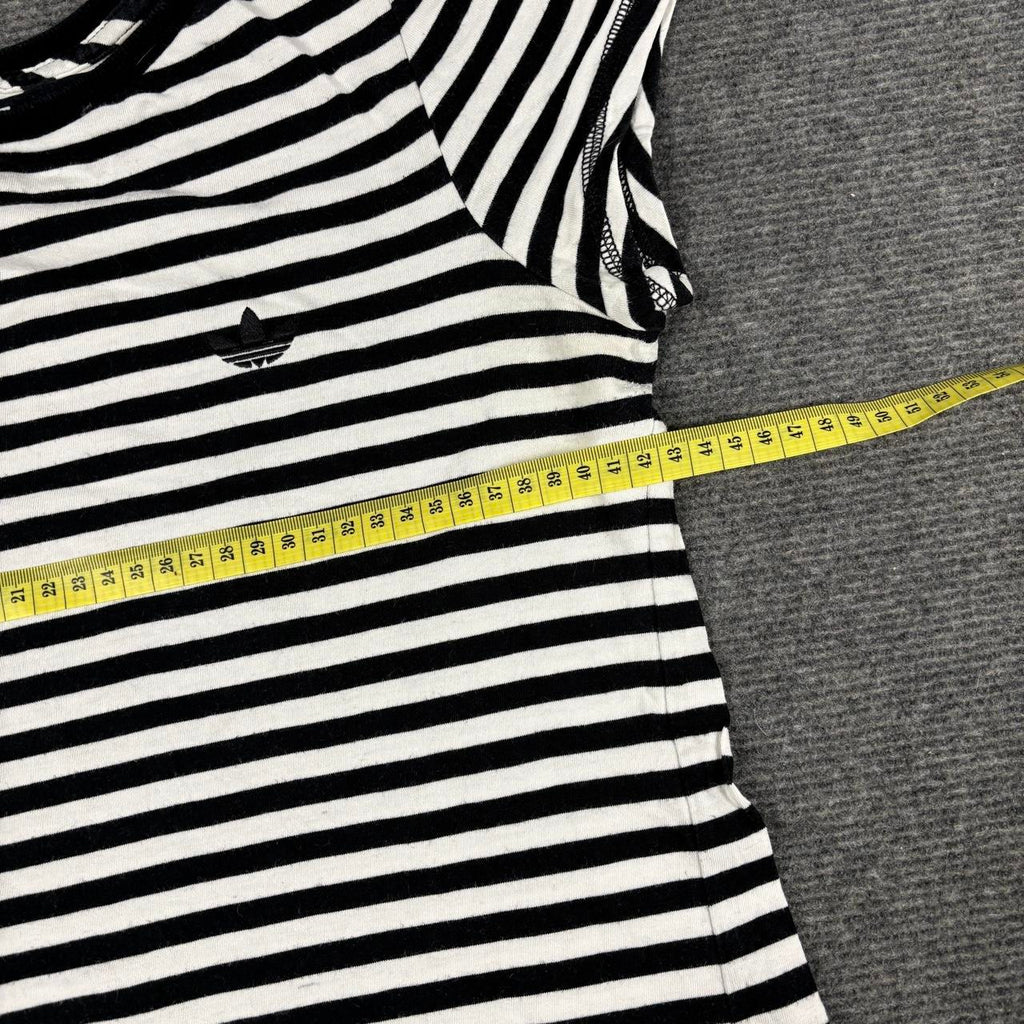 Adidas striped top Women's XS Small Black White Cap Sleeve Petite Activewear T-shirt