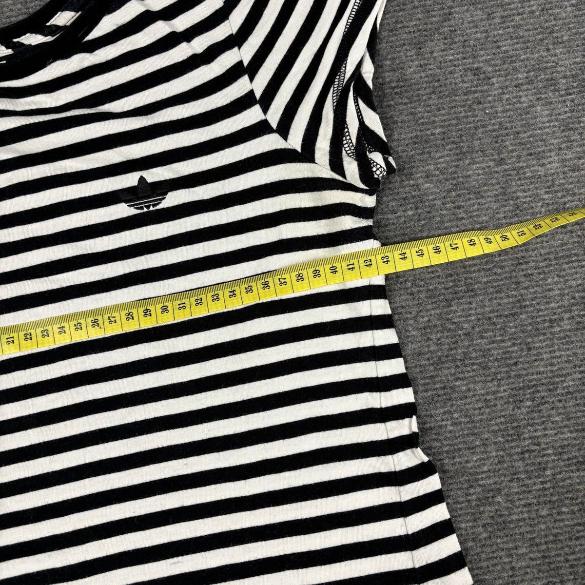 Adidas striped top Women's XS Small Black White Cap Sleeve Petite Activewear T-shirt