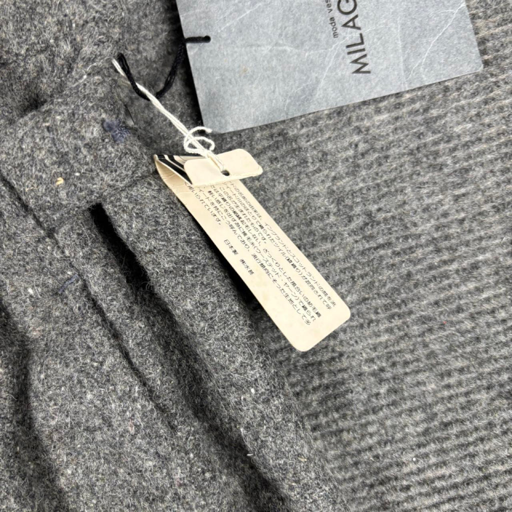 Vintage Japanese wool tweed trousers men's medium grey NWT dead stock