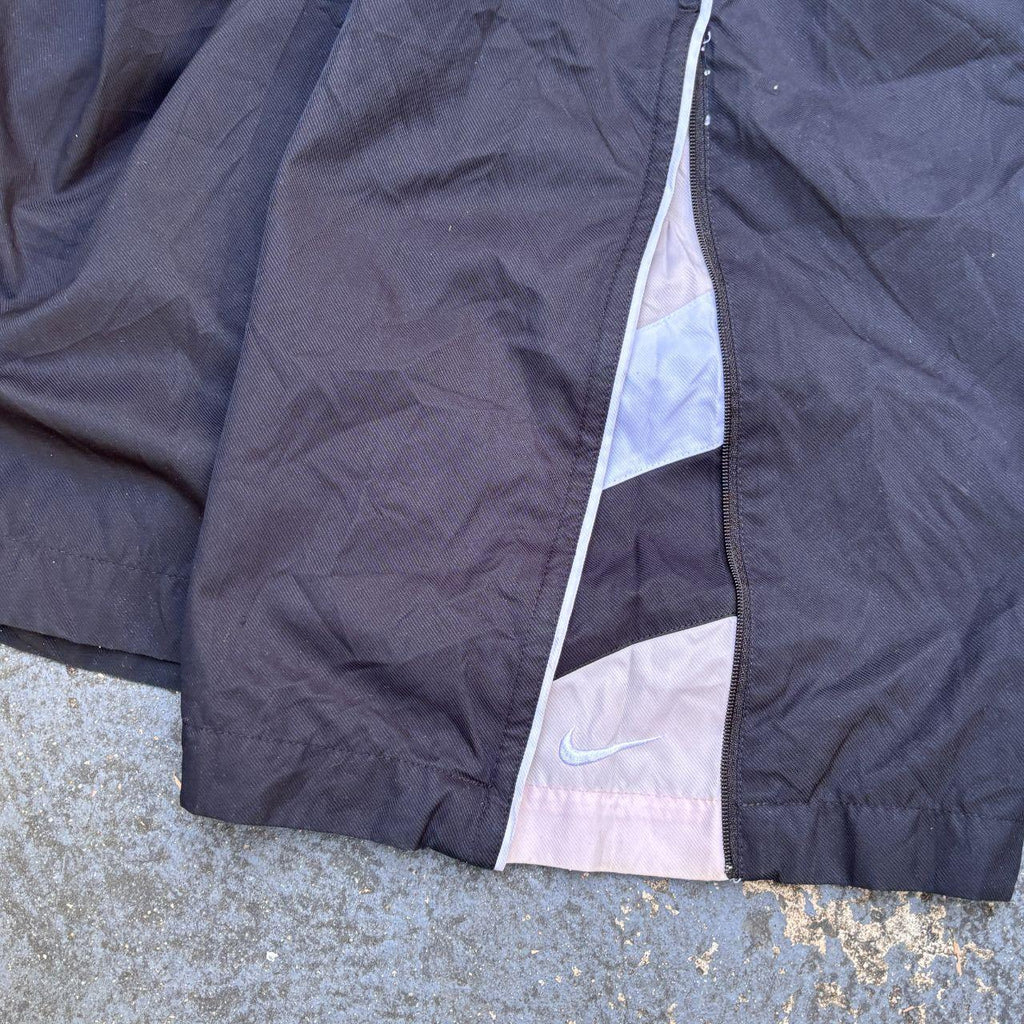 Vintage Y2K Nike Track Pants Women’s Size XL Black White Piping Pink Zip Wide Leg