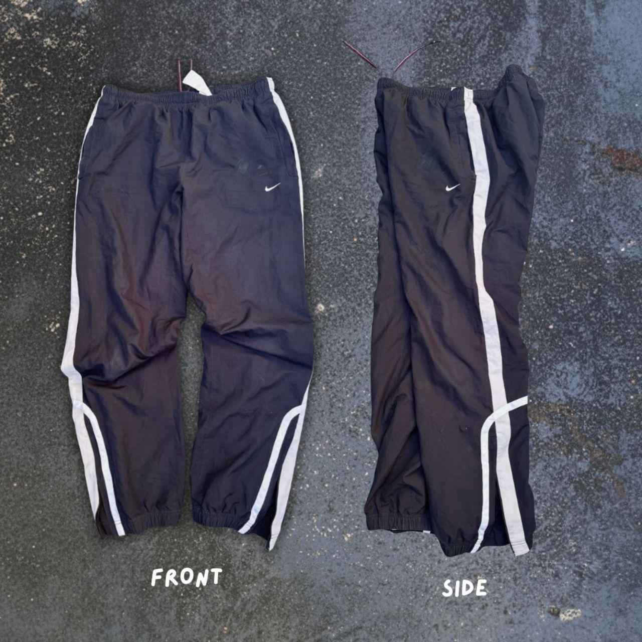 Vintage Y2K Nike Track Pants Size L Black White Grey Detail Wide Leg Ankle Zip