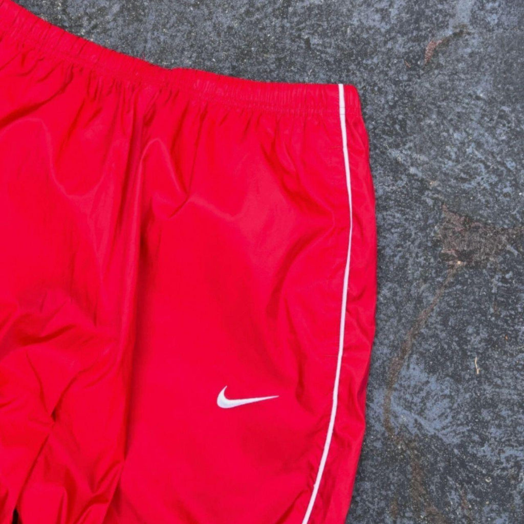 Vintage Y2K Nike Track Pants Size L Red White Piping Wide Leg Ankle Zip