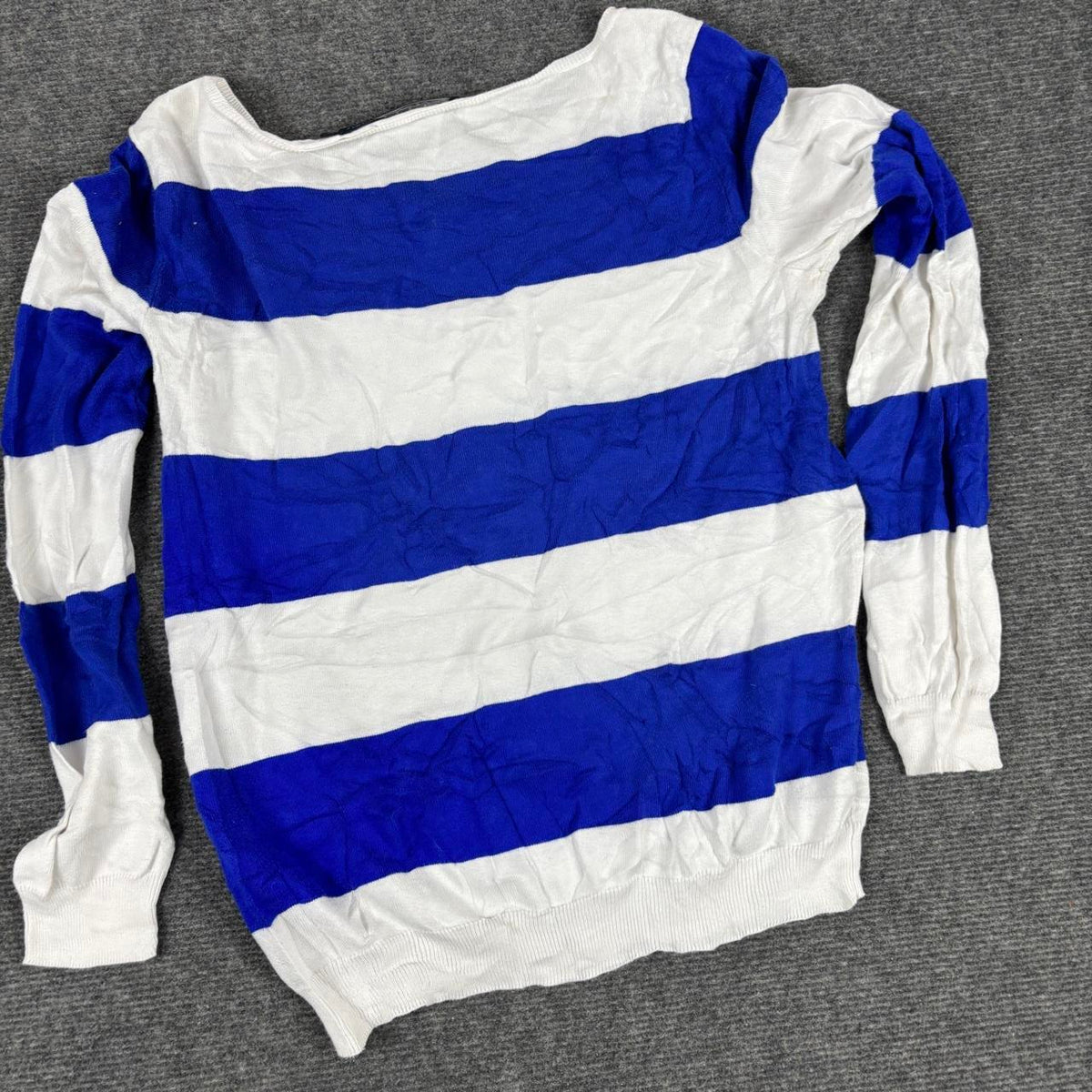 Ralph Lauren Sport Boat Neck Jumper Women's Small Blue White Striped Knit