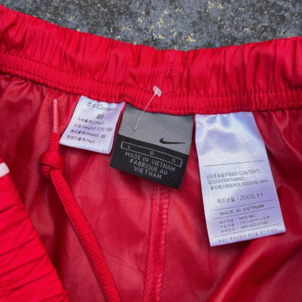 Vintage Y2K Nike Track Pants Size L Red White Piping Wide Leg Ankle Zip