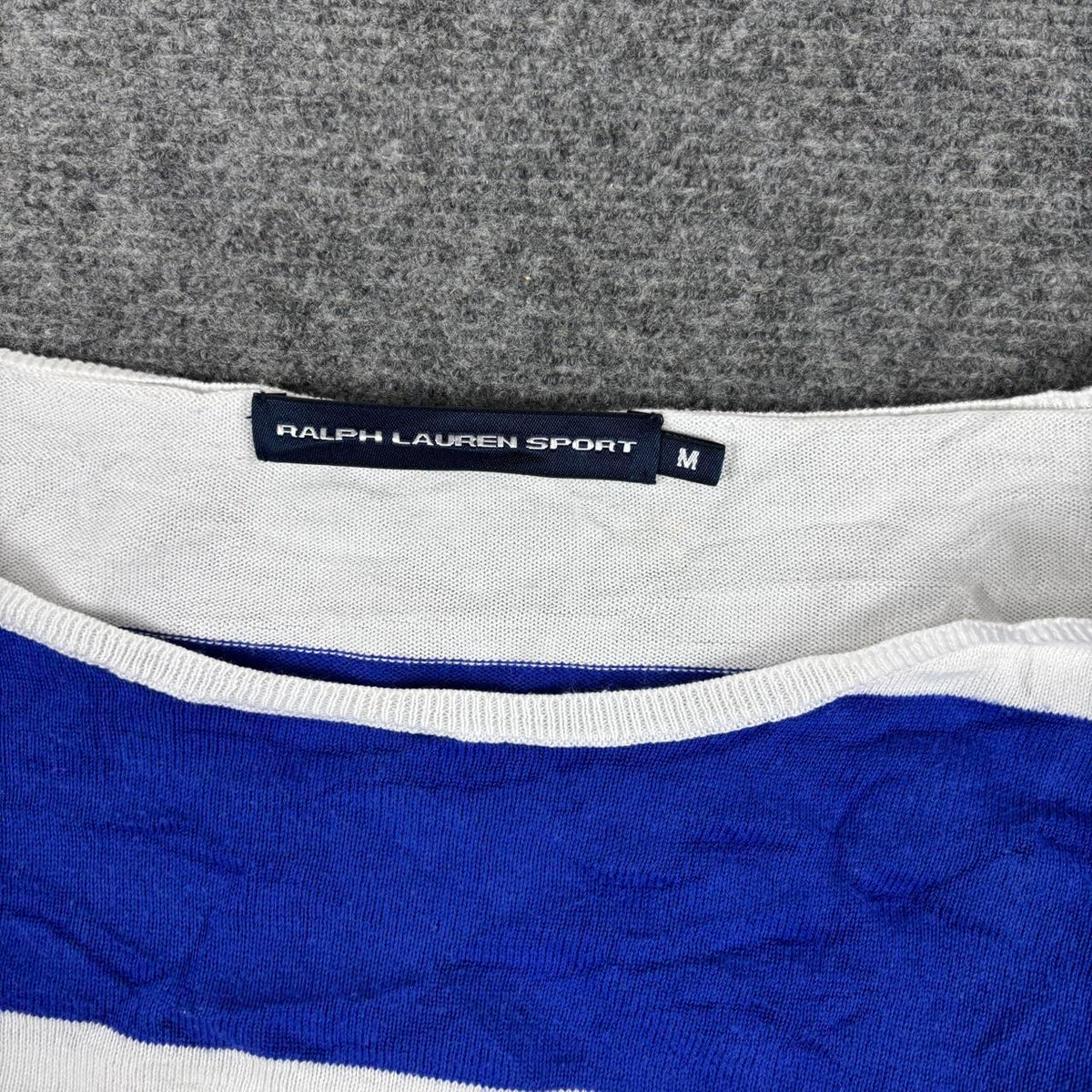 Ralph Lauren Sport Boat Neck Jumper Women's Small Blue White Striped Knit