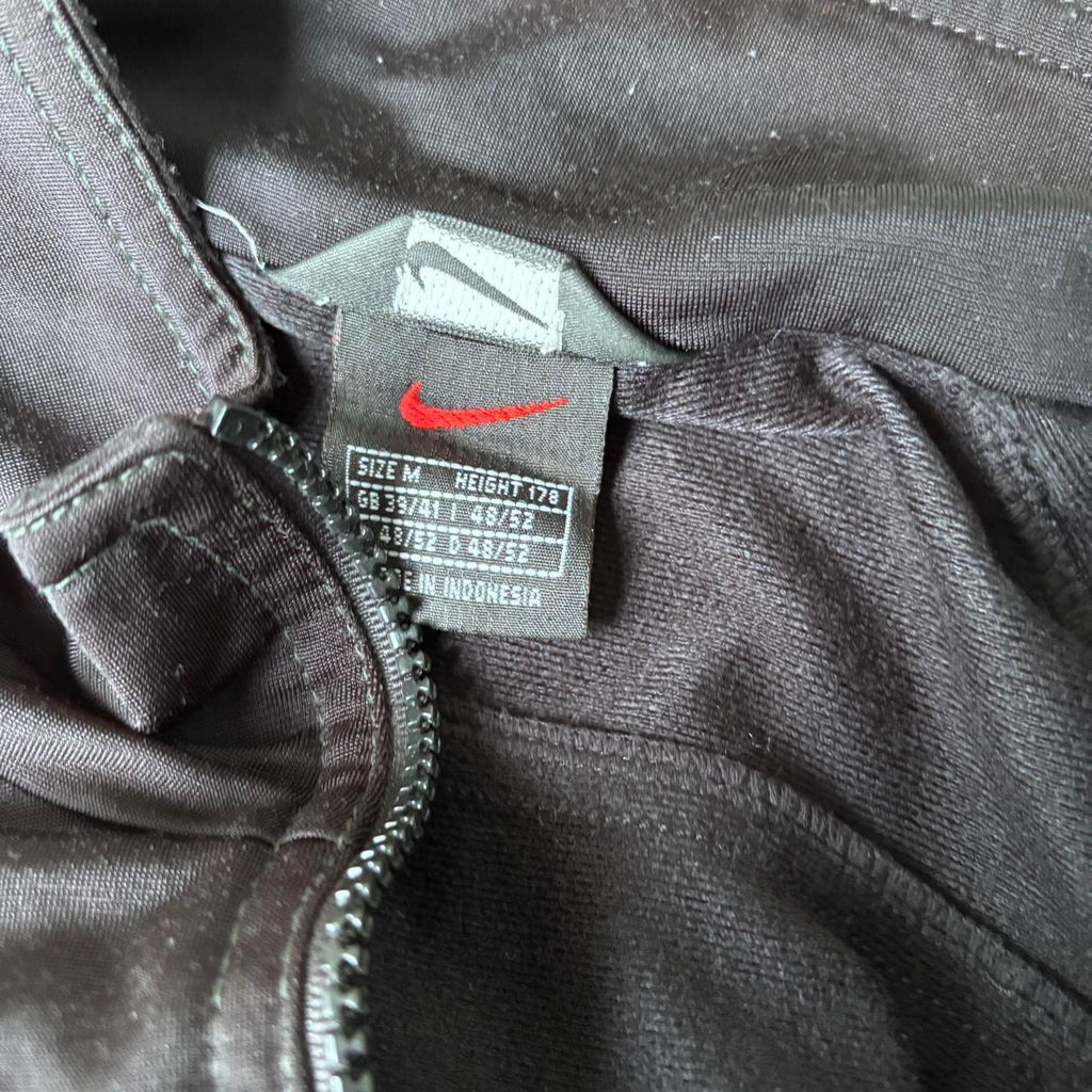 Vintage 90s Nike Jacket Men's Medium Black White Swoosh Full Zip Mock Neck