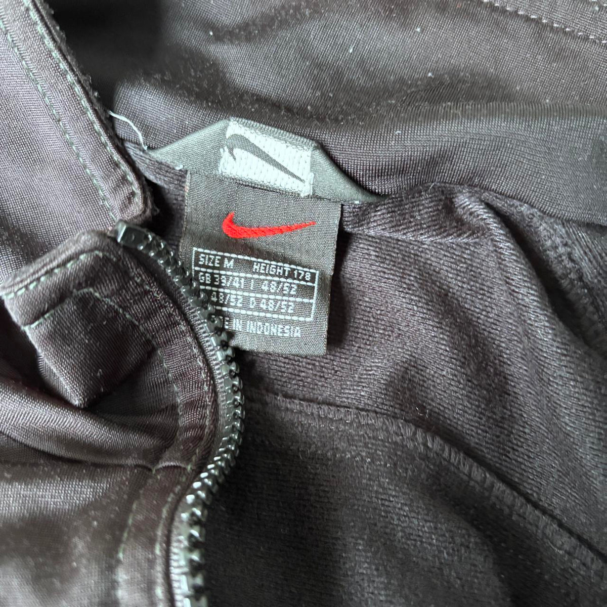 Vintage 90s Nike Jacket Men's Medium Black White Swoosh Full Zip Mock Neck