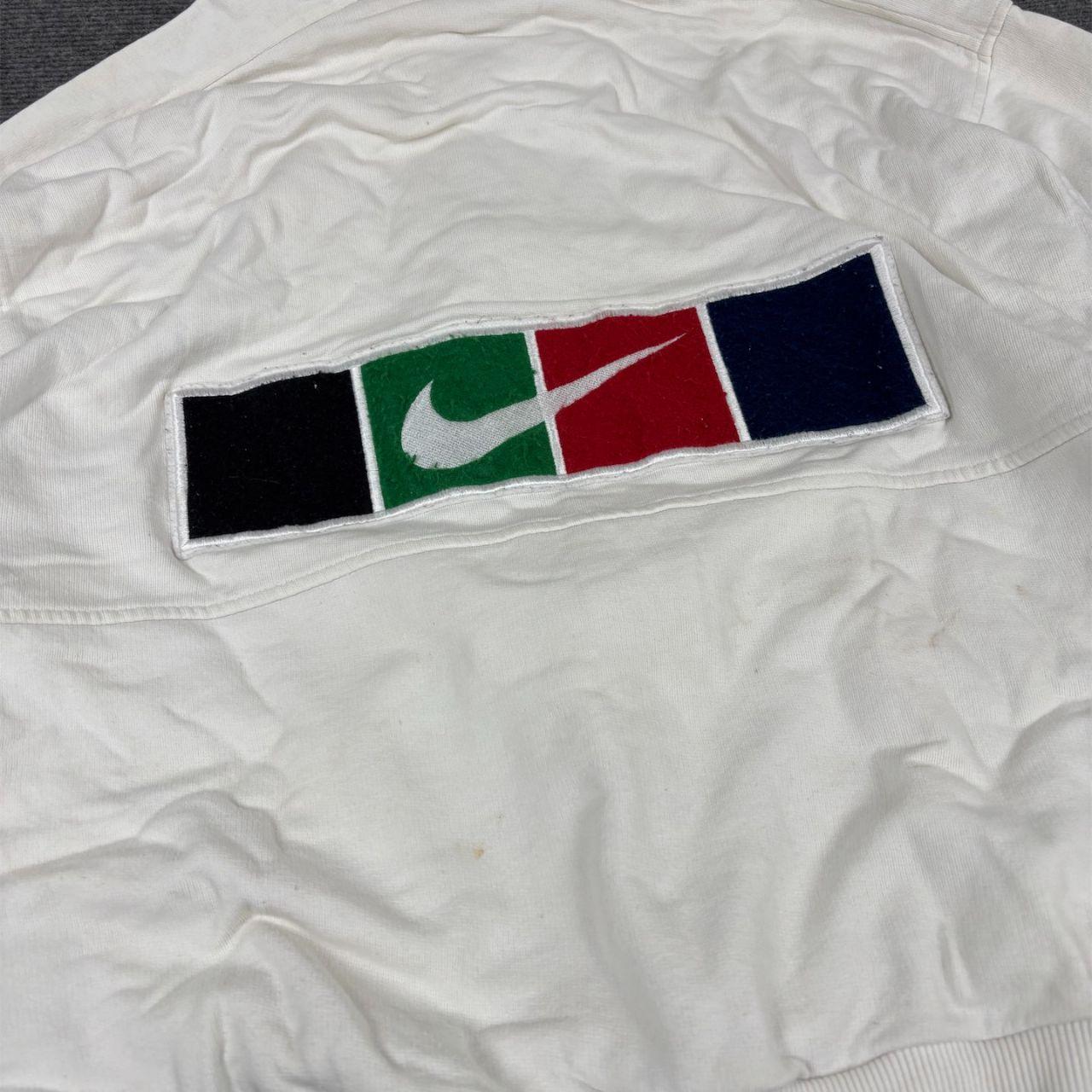 Vintage 90s Nike Court Jumper Size XL White Large Back Logo Black Swoosh Full Zip Sweatshirt