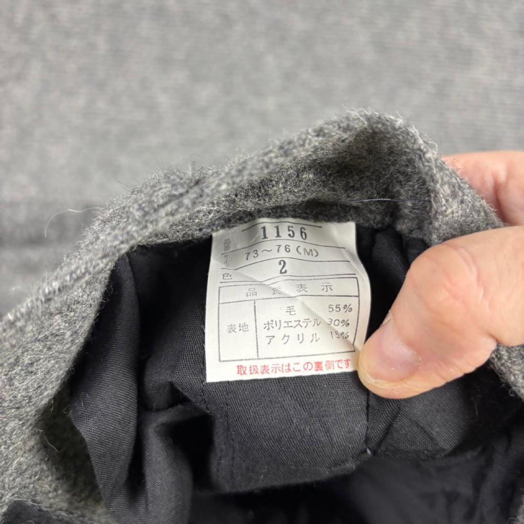 Vintage Japanese wool tweed trousers men's medium grey NWT dead stock