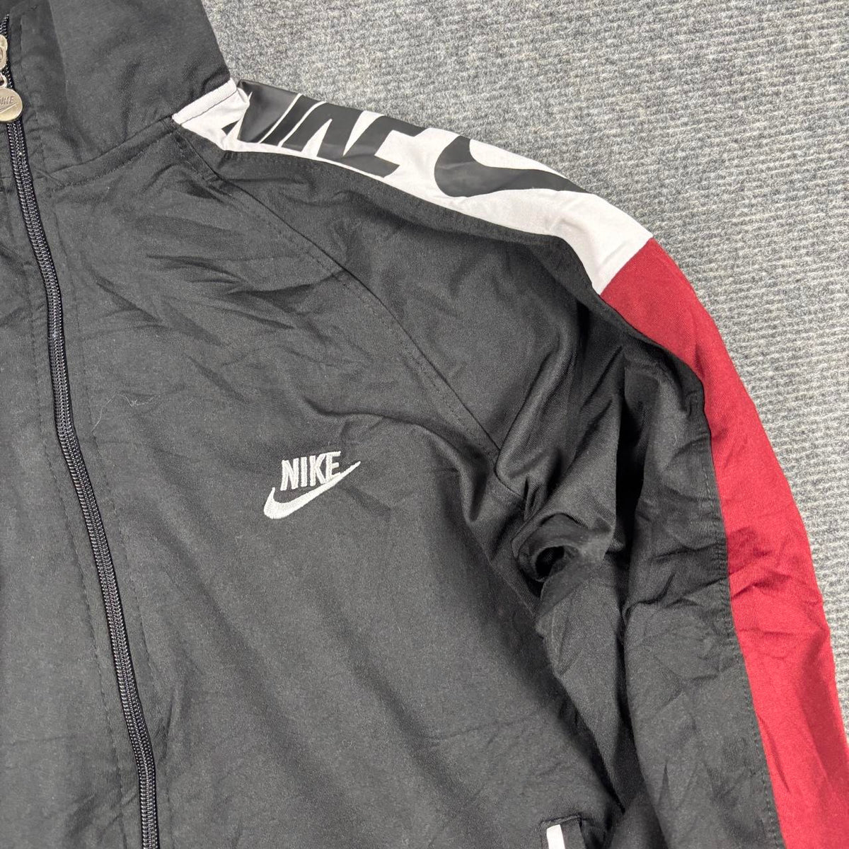 2000s Nike Jacket Women's XS Black Arm Tape Logo Full Zip