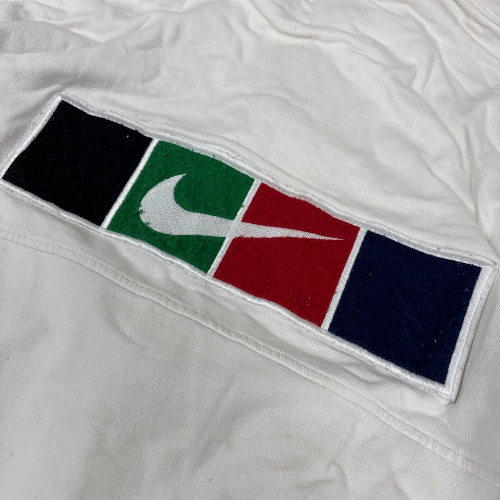 Vintage 90s Nike Court Jumper Size XL White Large Back Logo Black Swoosh Full Zip Sweatshirt